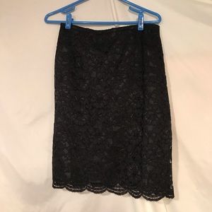 Norton McNaughton Petites Black Lace Pencil Skirt